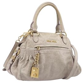 Miu Miu Handtasche Leder 2way Beige Gold Auth am12892A - Jerrillo Andere