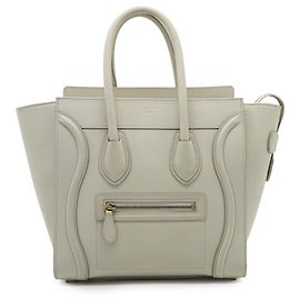 Céline Micro Luggage en veau drummed Blanc