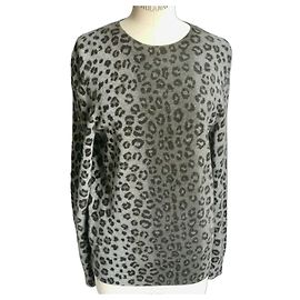 Eric Bompard Pull Cachemire Imprimé Léopard Gris Noir XL Gris Imprimé léopard