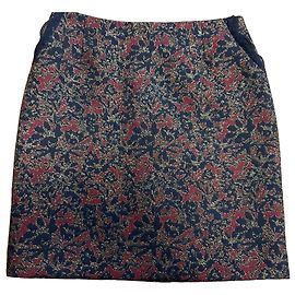 Autre Marque Naf Naf Brocade Mini Skirt Red Golden Dark blue