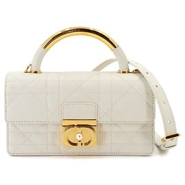 Bolsa Christian Dior Ange Mini Micro Cannage Branco