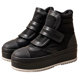 Baskets plateforme Marni en cuir et daim noir Noir