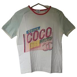 T-shirt de algodão branco e coral Chanel Branco Coral
