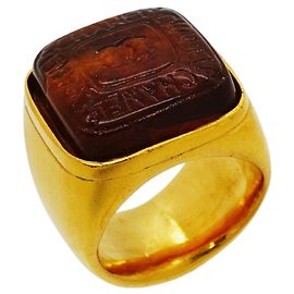 Chanel Gold Plated Band Ring Golden