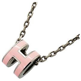 Hermès Collana Hermes Mini Pop H Metal Argento Rosa