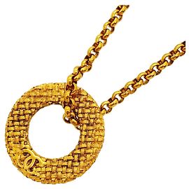 Chanel Coco Mark Circle Necklace Golden
