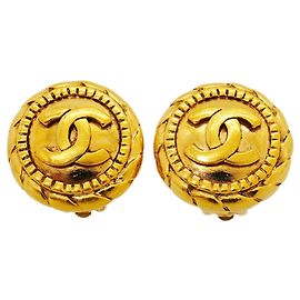 Pendientes de clip Chanel Coco Mark Circle Dorado