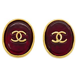 Boucles d'oreilles clips Chanel Or et Rouge Rouge Doré