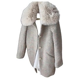 Bonpoint cappotto in lana e alpaca multicolore Beige