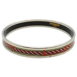 Hermès Hermes Cloisonné Enamel Bangle Silvery Multiple colors Green