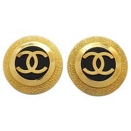 Boucles d'oreilles clips Chanel plaquées or Noir Doré