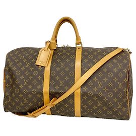 Louis Vuitton Brown Boston Monogram Keepall Bandoulière 55 Brown