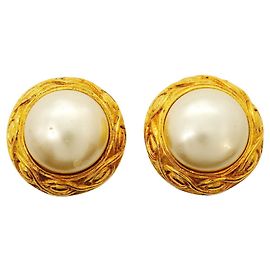 Boucles d'oreilles cercle plaqué or Chanel Doré