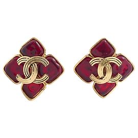 Boucles d'oreilles clips Chanel Or et Rouge Rouge Doré