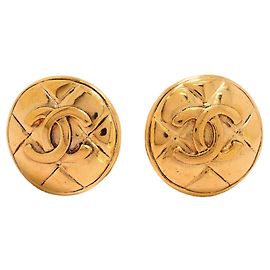 Chanel Gold Plated Clip Earrings Golden