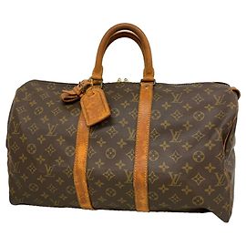 Louis Vuitton Boston Monogram Keepall 45 Bag Brown