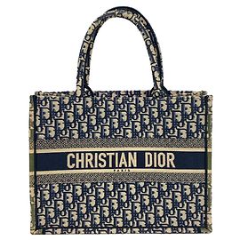 Christian Dior Navy Canvas Tote Bag Navy blue