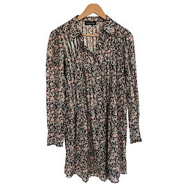 Zadig & Voltaire Vestido estampado de algodón Negro Rosa Verde Gris