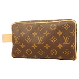 Louis Vuitton Monogram Locker Dopp Kit Handbag Brown
