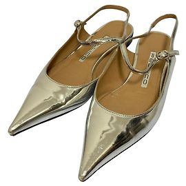 Autre Marque Pellico Pointed Toe Leather Pumps Silvery