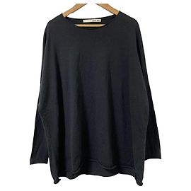 Autre Marque evam eva pull large en laine et coton Marron Gris anthracite