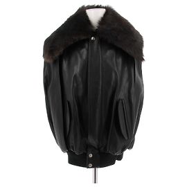 Paco Rabanne Giacca in pelle e pelliccia nera Nero