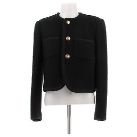 Céline Tweedjacke aus Wolle Schwarz Schwarz