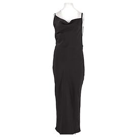Vestido maxi negro Hugo Boss con cuello drapeado Negro