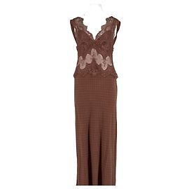 Autre Marque THIRD FORM Brown Polka Dot Maxi Dress with Lace Brown