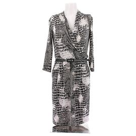 Catherine Malandrino Python Print Silk Dress Black S Black