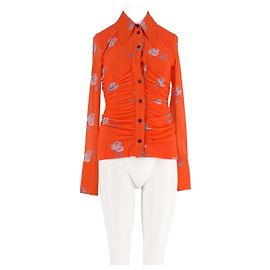 Camicia Ganni Floreale Arancione Slim Fit Arancione