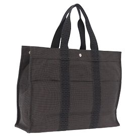 Hermès HERMES Her Line GM Hand Bag Canvas Gray Silver Altro