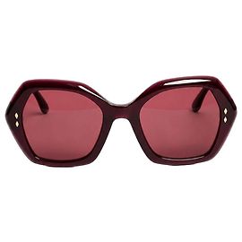 Isabel Marant Óculos de sol hexagonais oversized borgonha Outro