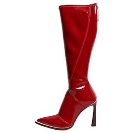 Fendi Red glossy neoprene Fframe knee-high boots - size EU 39 Other