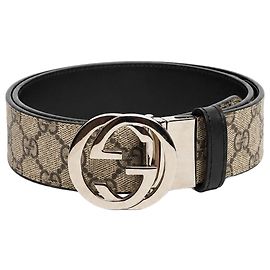Gucci Brown GG Supreme canvas reversible Interlocking G belt Other