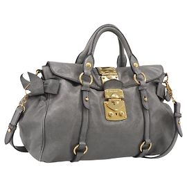 Miu Miu Sac à Main en Cuir 2way Gris Or Autre