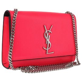 Autre Marque Saint Laurent Bolsa de ombro com corrente em couro rosa prateado Outro