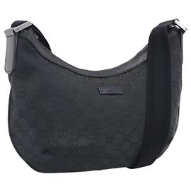 GUCCI GG Canvas Shoulder Bag Black Silver 181092 Altro
