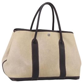 Hermès HERMES Sac à main Garden Party Canvas Beige Silver Autre