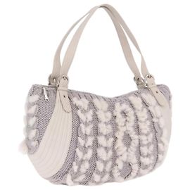 Salvatore Ferragamo Shoulder Bag Wool Knitted Fabrics Gray Silver Altro