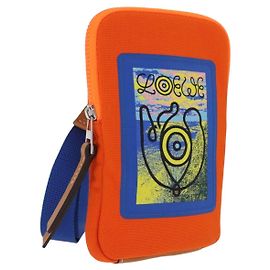 LOEWE Irohebe Nature Neck Pouch Shoulder Bag Canvas Blue Silver Outro