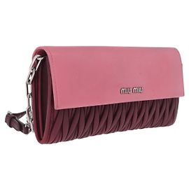 Miu Miu Matelasse Chain Wallet Leather Pink Silver Altro