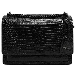 Autre Marque Saco tiracolo Sunset em pele com relevo de crocodilo preto Outro