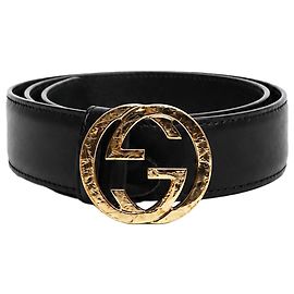 Gucci Cintura Interlocking G in pelle nera Altro