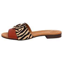 Chloé Ciabatte C in pelle marrone e vitello stampato zebra - taglia EU 40 Altro