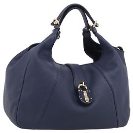 LOEWE Karie Shoulder Bag Leather Navy Gold Outro