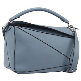 LOEWE Puzzle Bag Handtasche Leder 2way Hellblau Silber Andere