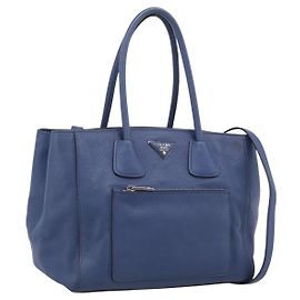 PRADA Vitterodino Tote Bag Leather 2way Blue Silver Altro