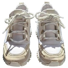 TOD'S Tênis de camurça e tecido bege e branco 39.5 IT Branco Bege