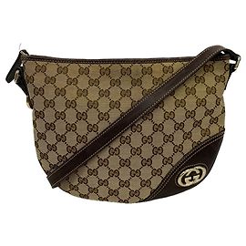 Bolsa de Ombro Gucci GG Canvas Marrom